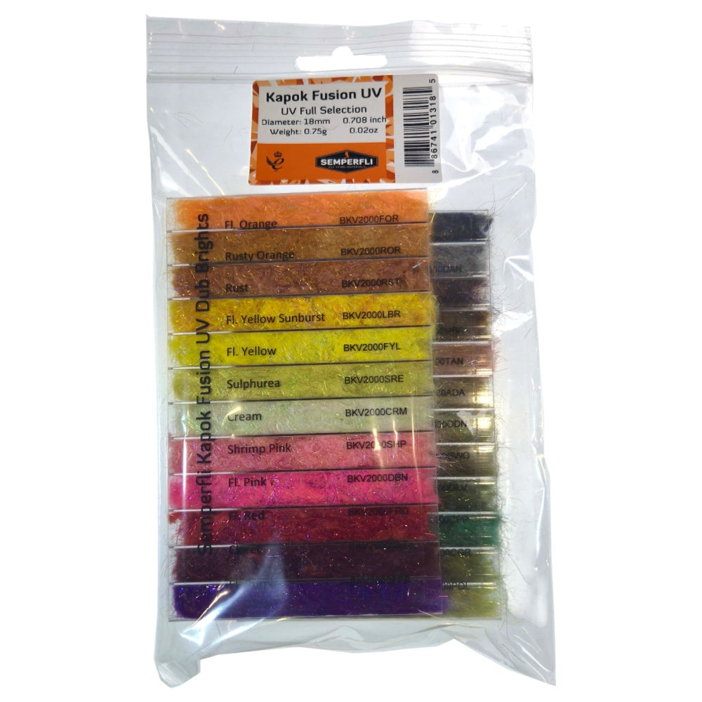 Semperfli Kapok Fusion UV Fly Dubbing Full Selection Dispenser