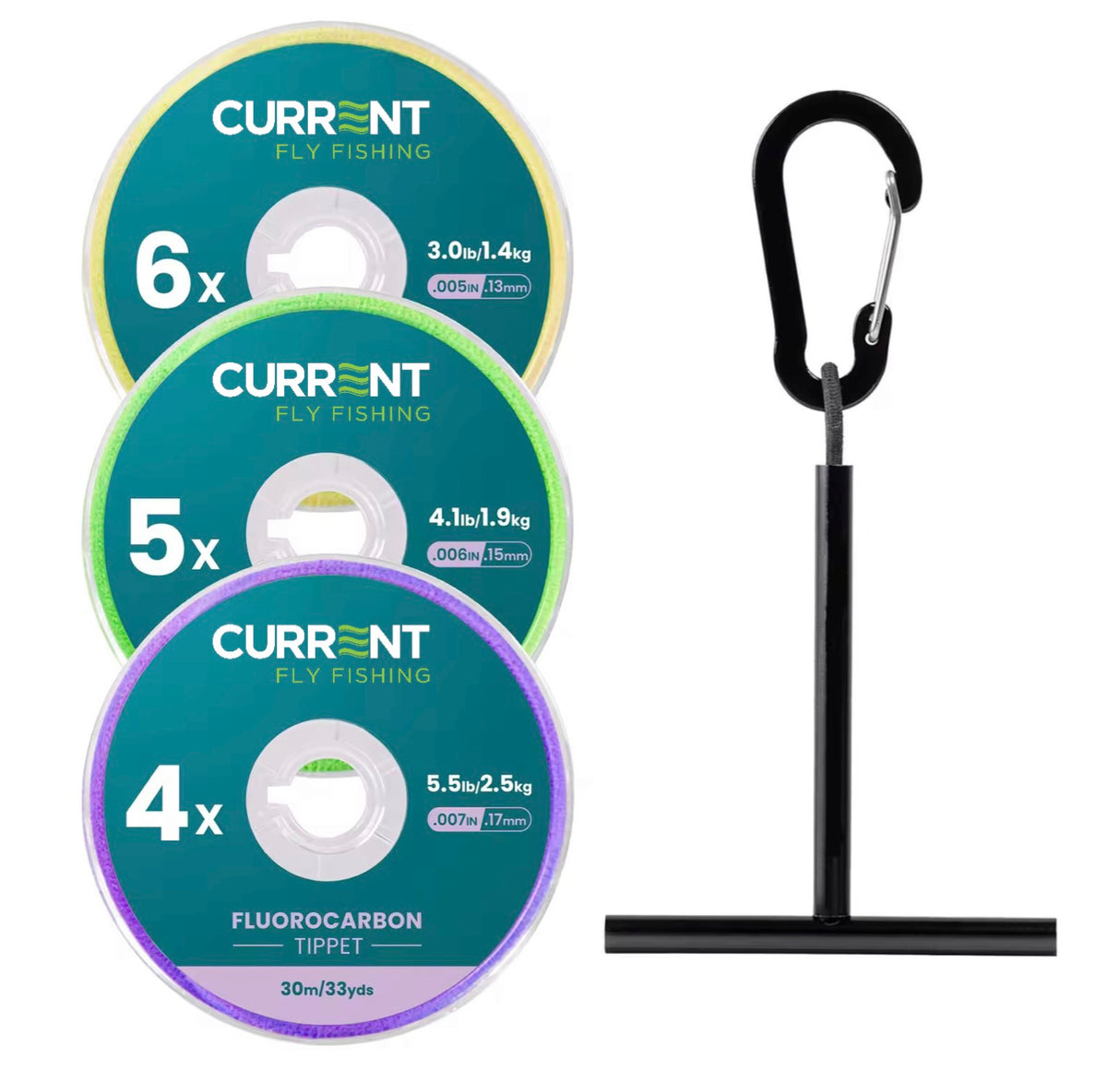 Current Fluorocarbon Tippet Combo  - 3 spools with tippet holder
