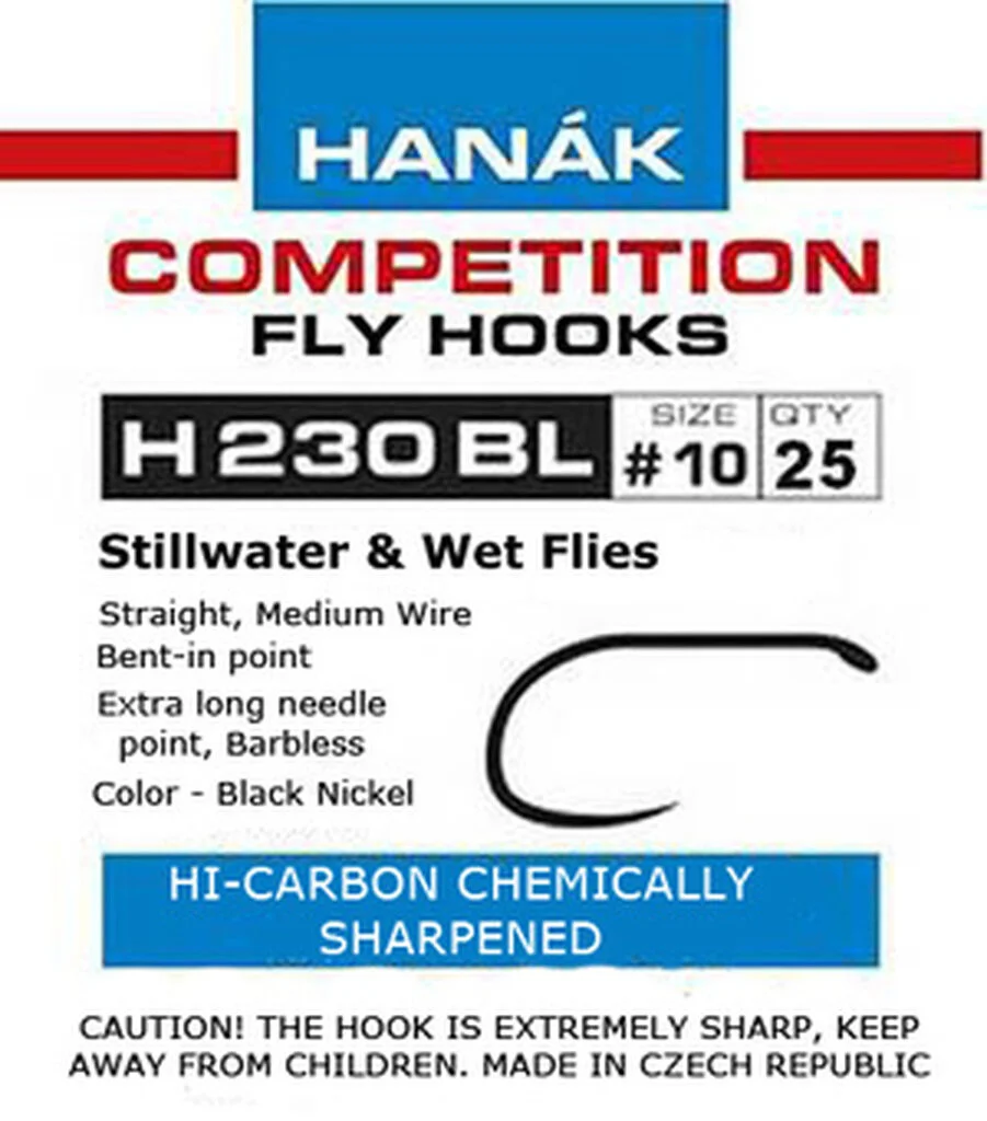 Hanak H230BL Stillwater & Wet Fly Hooks Barbless 25 pack