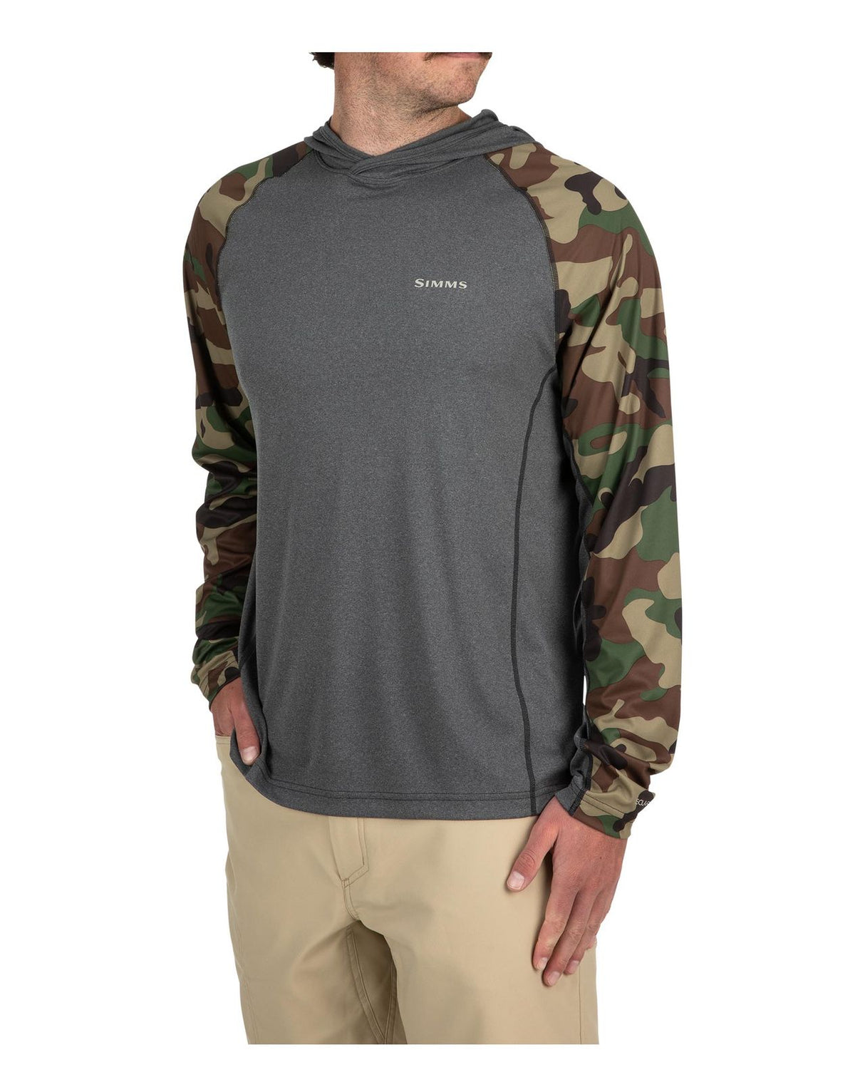 Simms Solarflex Hoody Woodland Camo/Carbon Heather