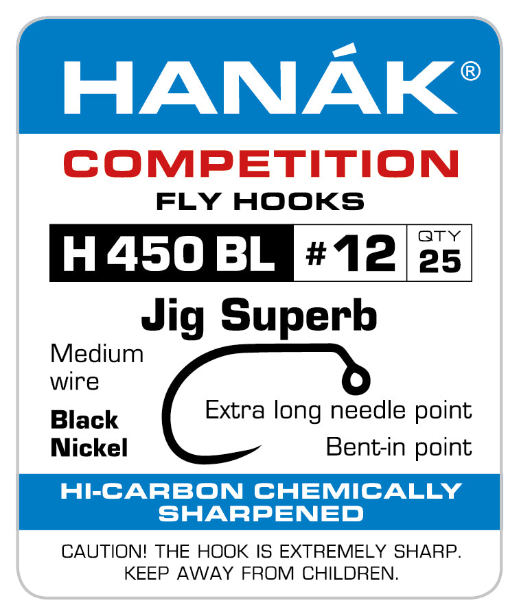 Hanak H450BL Jig Superb Fly Hooks Barbless (25pcs/package