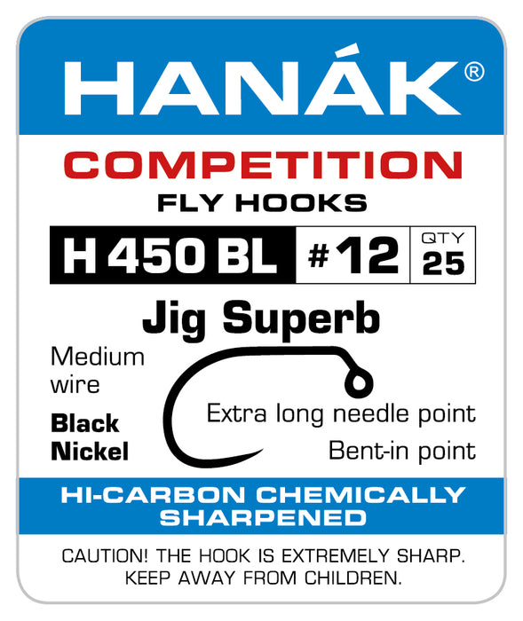 Hanak H450BL Jig Superb Fly Hooks Barbless (25pcs/package)