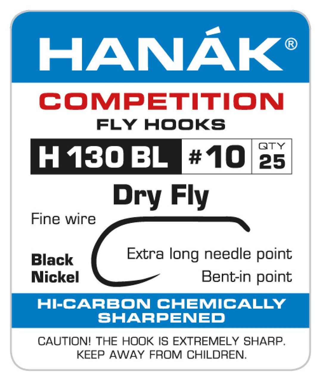 Hanak H130BL Dry Fly Hooks Barbless 25 pack